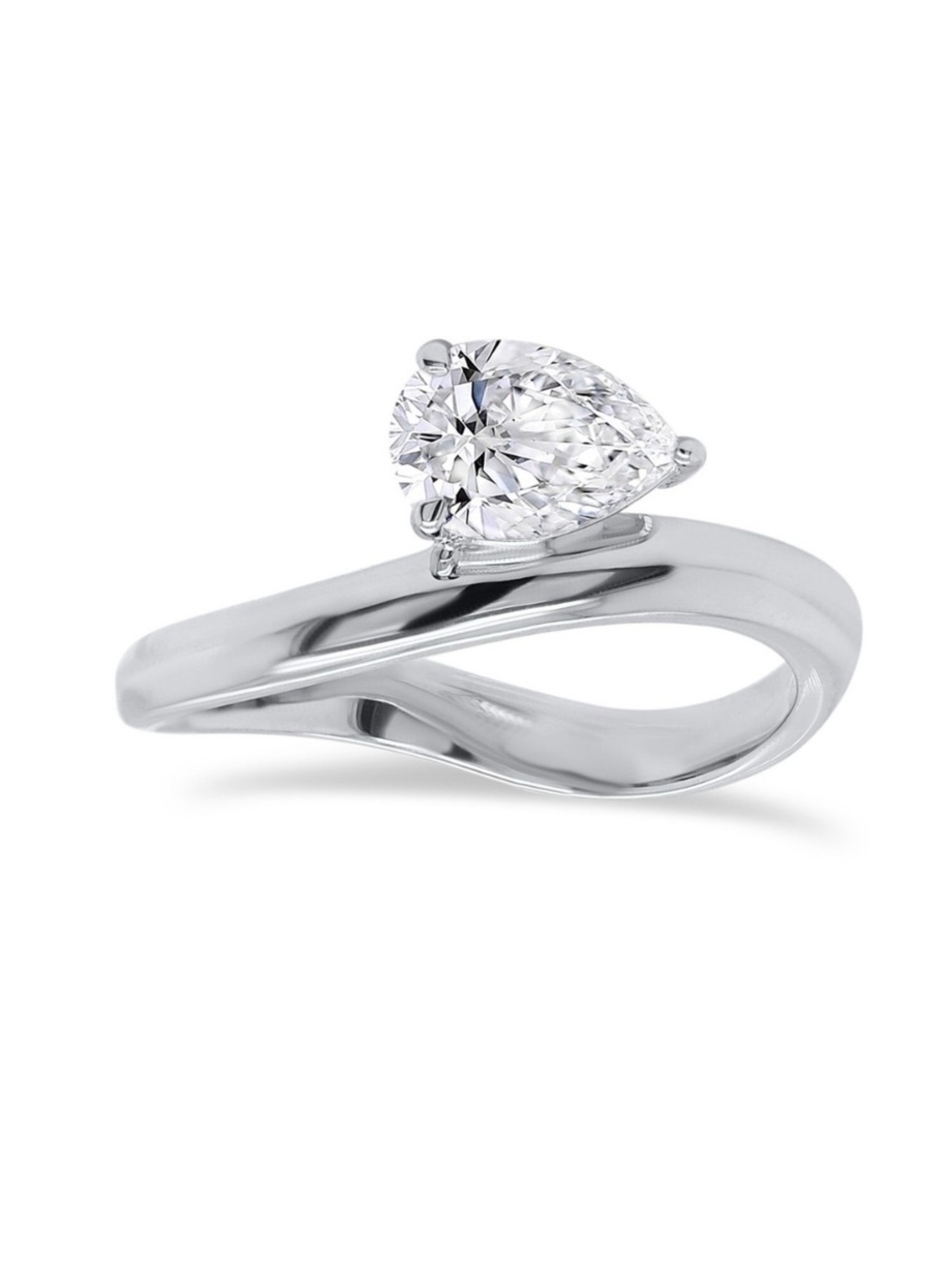 🆕 1.5 CT Moissanite Diamond Pear Shaped 925 Sterling Silver Ring